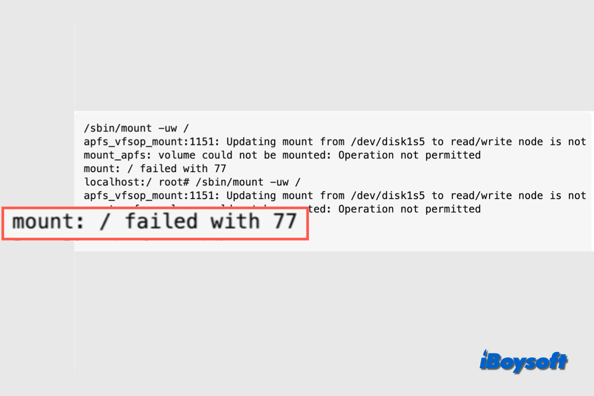 mount failed with 77