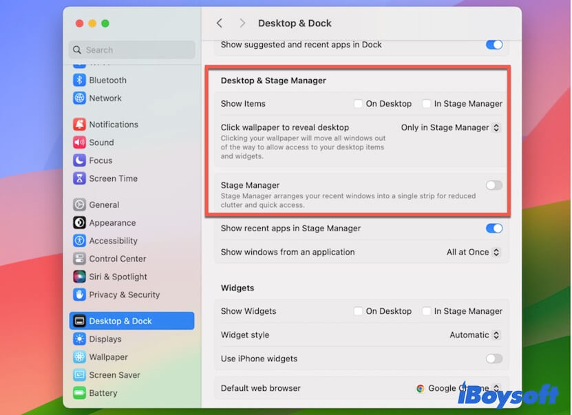 Desktop- und Stage-Manager-Einstellungen auf dem Mac zurücksetzen