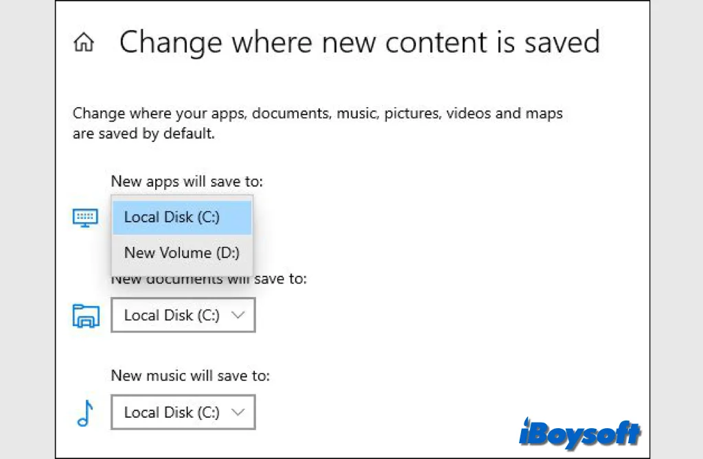 set the desired download location