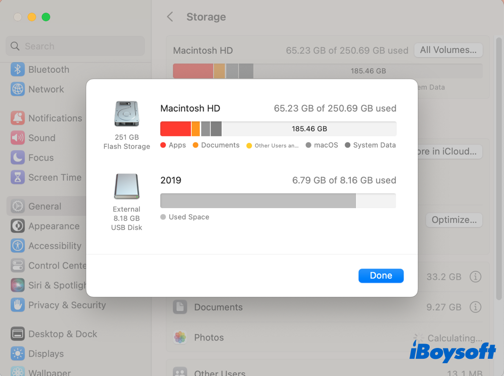 check storage space on mac