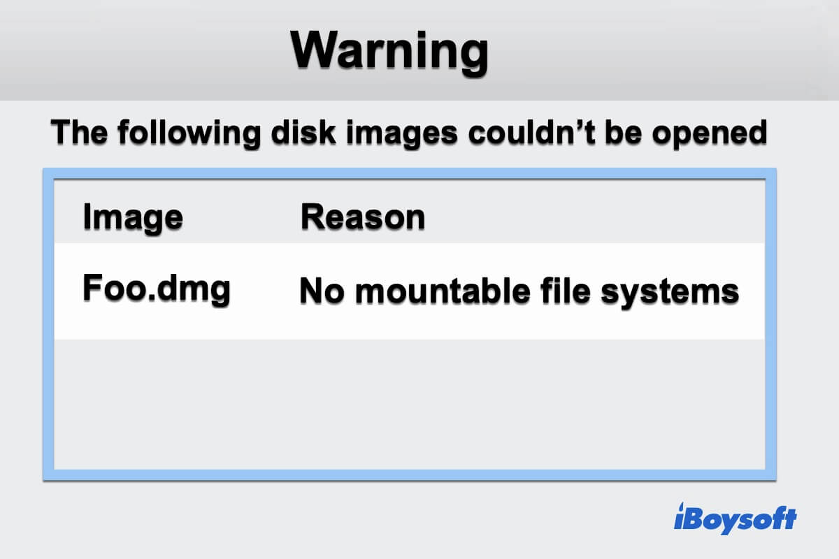 no mountable file system error on Mac