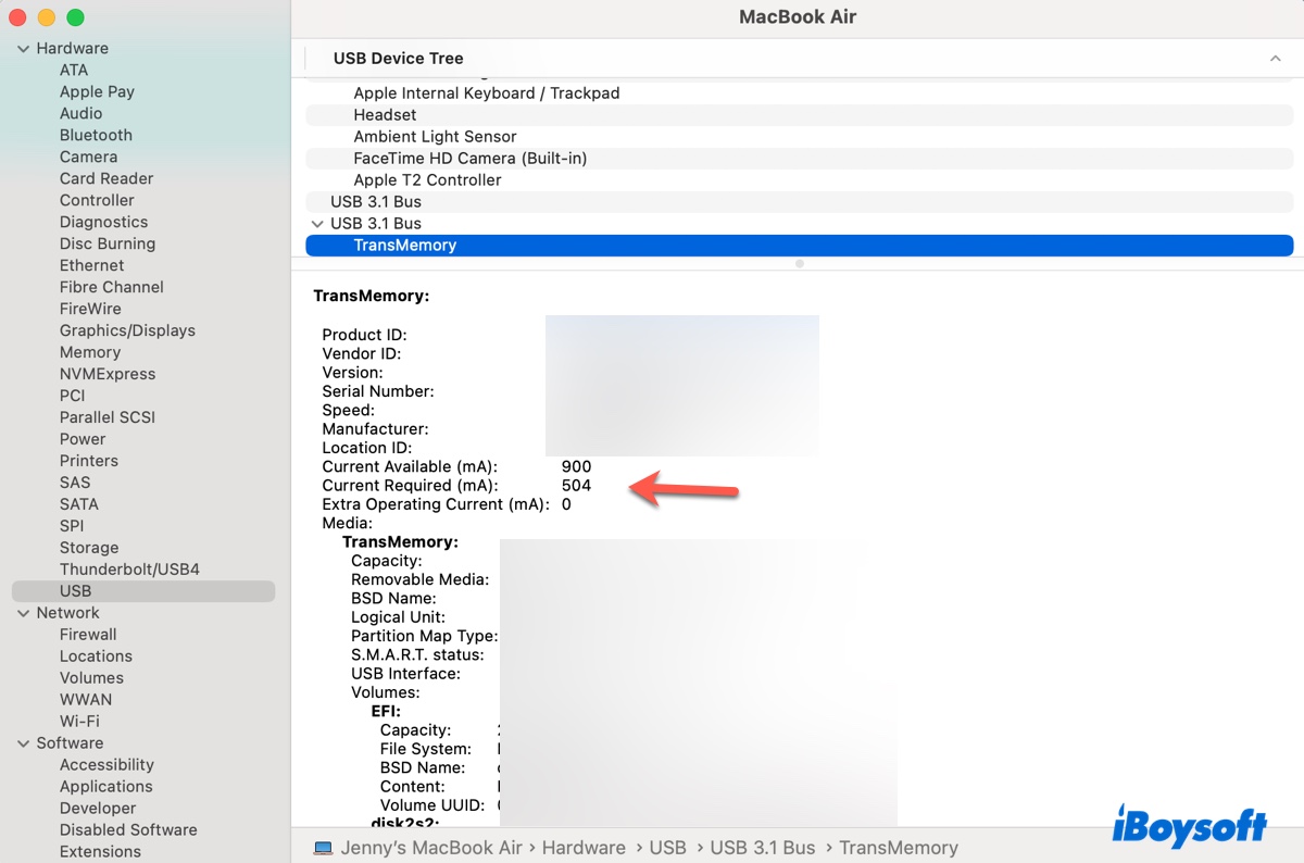 Überprüfen Sie, ob das NTFS-Laufwerk auf macOS Sequoia ausreichend Strom erhält