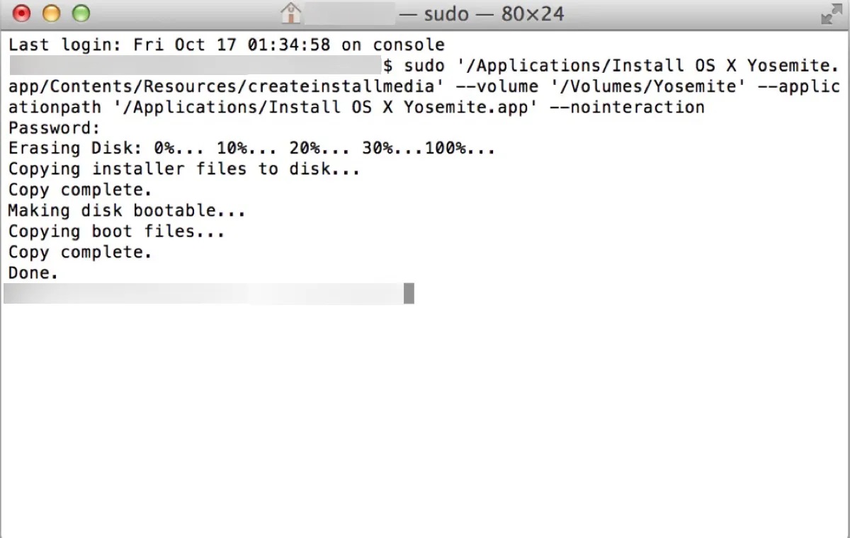 Create OS X Yosemite bootable installer