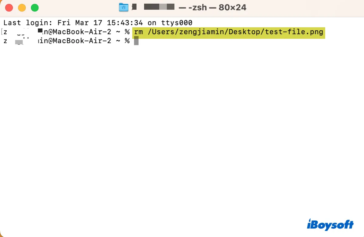 Delete files on Mac via Terminal
