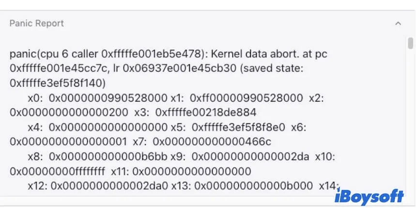 informe de pánico del kernel en Mac