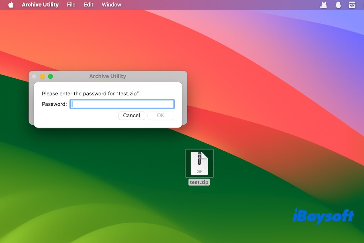 password protect zip file Mac