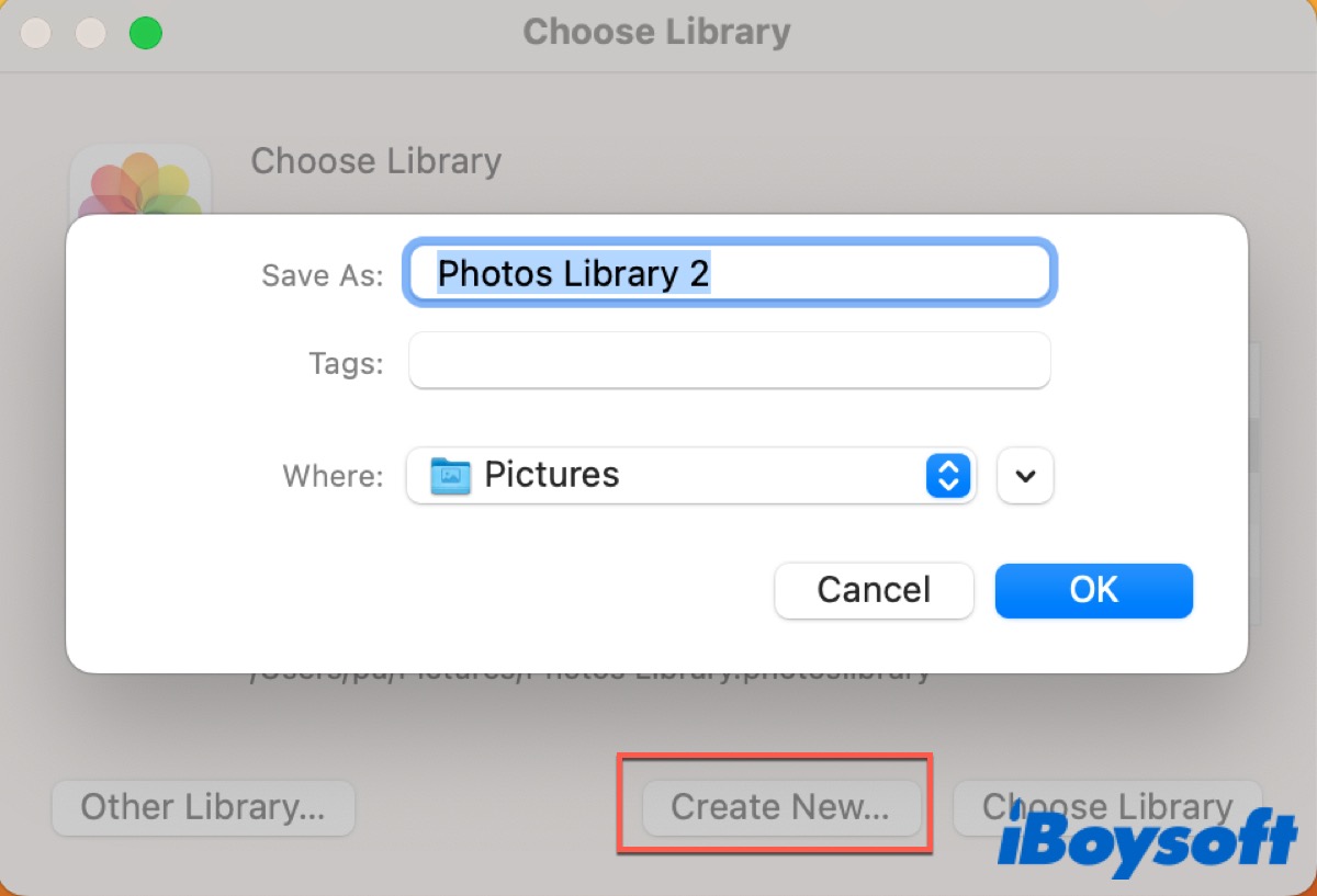 Criar uma nova Biblioteca de Fotos