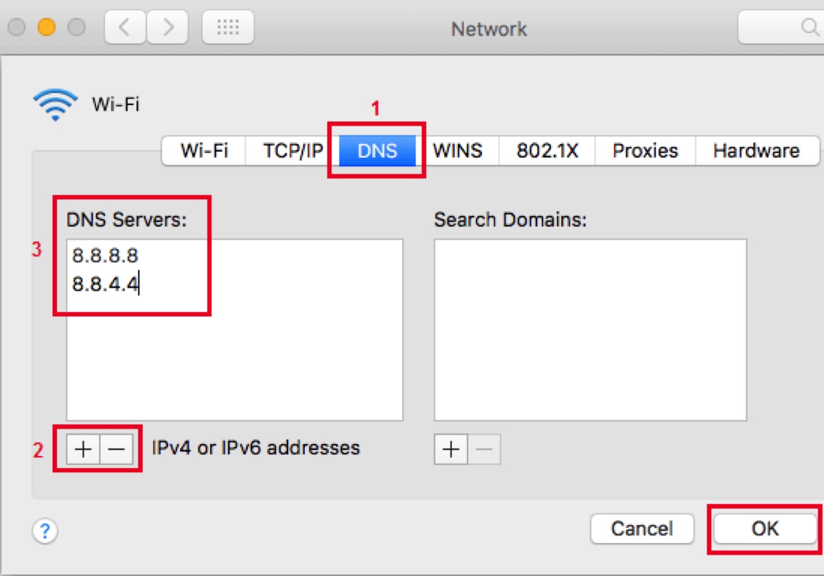 Change DNS servers on Mac