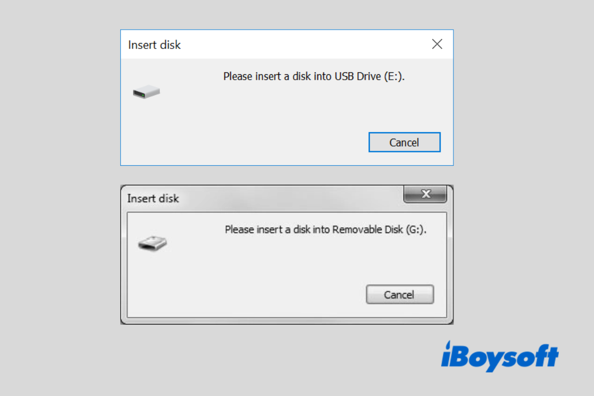 please insert a disk into usb drive