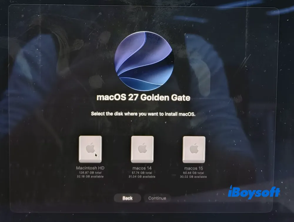 Escolher Macintosh HD como volume de instalação