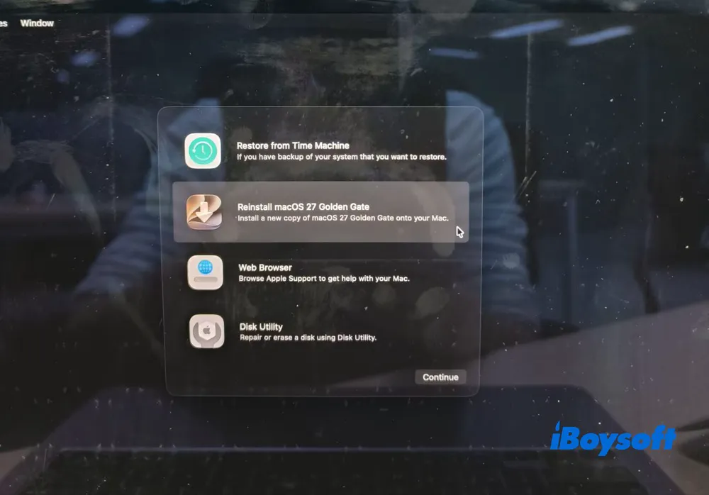 Reinstalar o macOS 27 no modo de Recuperação