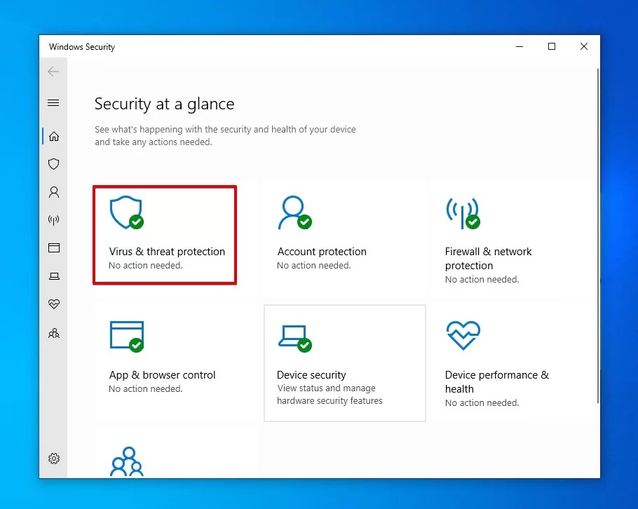 Windows virus threat protection