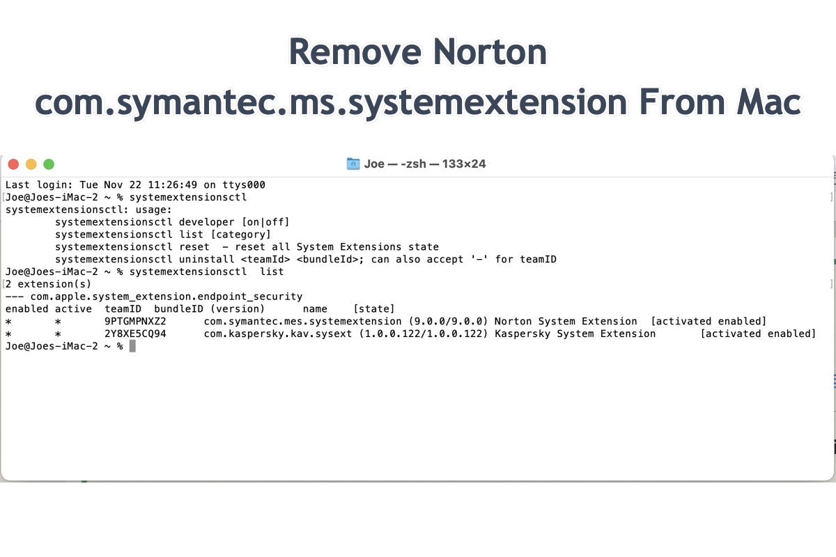 Remova Norton com.symantec.ms.systemextension do Mac