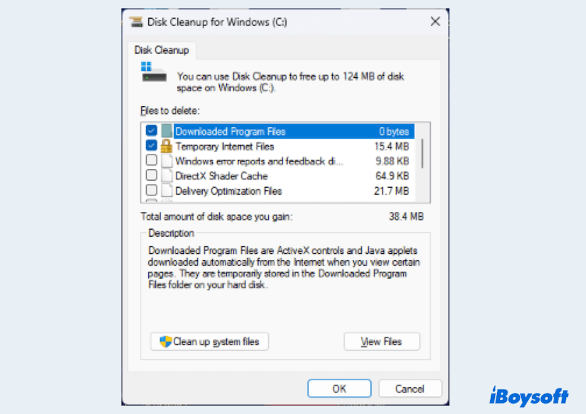 Clean junk files by Disk Cleanup