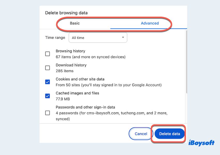 clear Google Chrome data