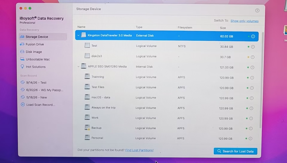 Choose external USB drive