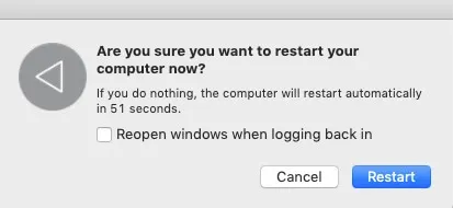 select the Restart button on the pop-up window