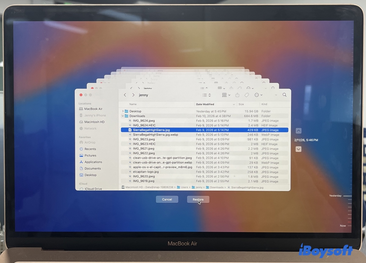 Restore individual files from Time Machine