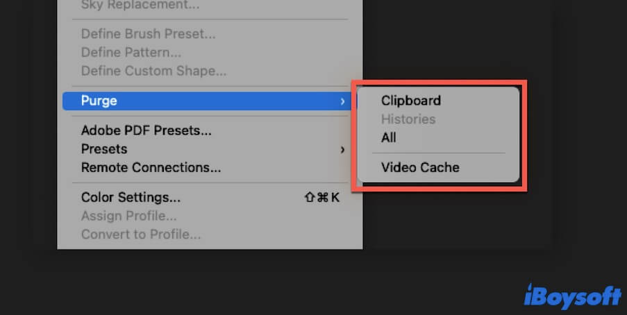 purge Photoshop cache on Mac