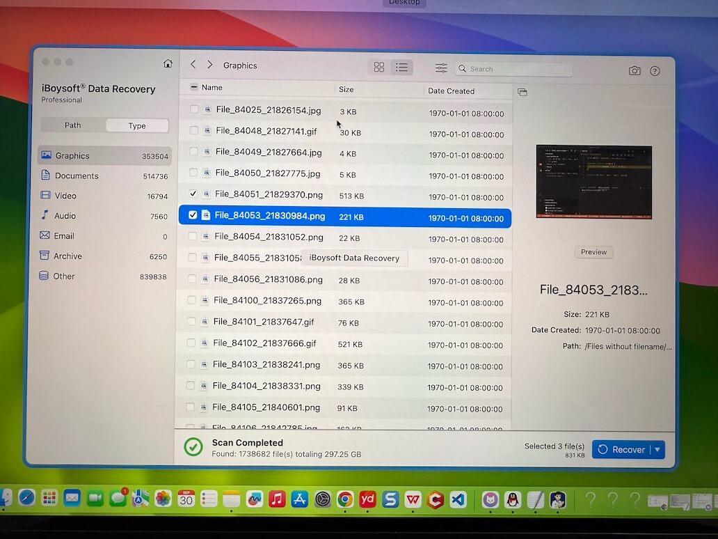 previsualizar las capturas de pantalla analizadas