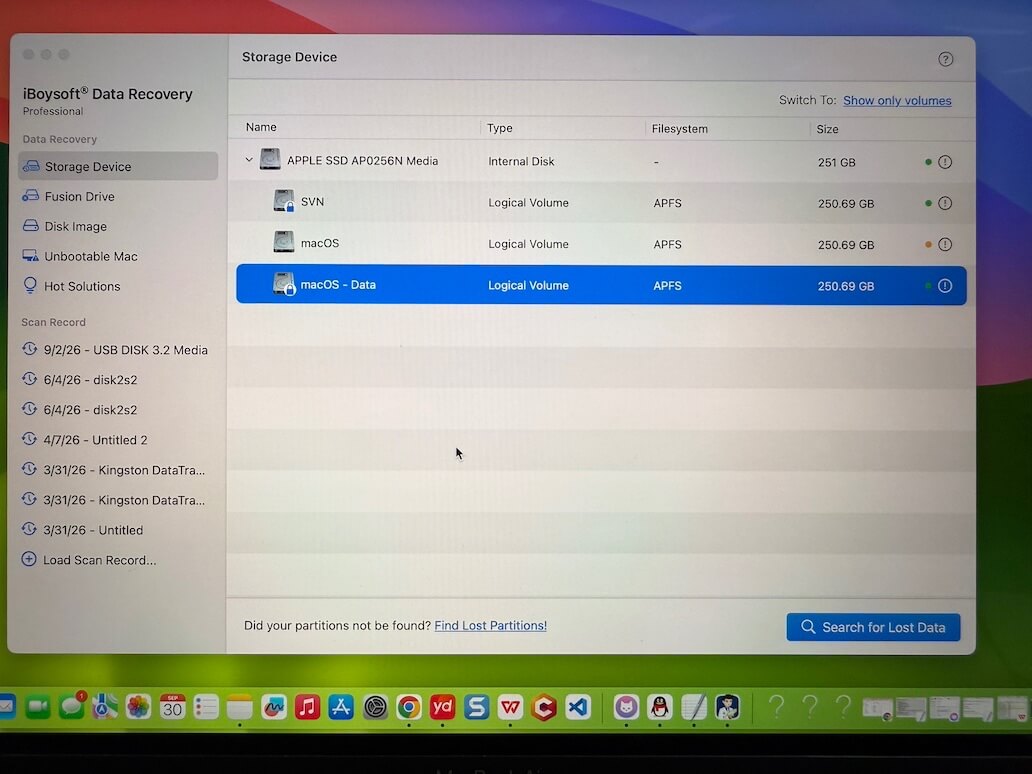 seleccionar el volumen de datos de usuario