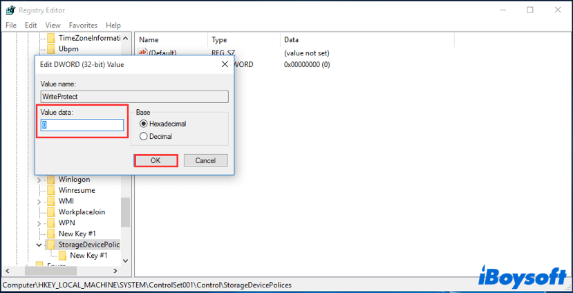 Edit Windows registry key with Registry Editor