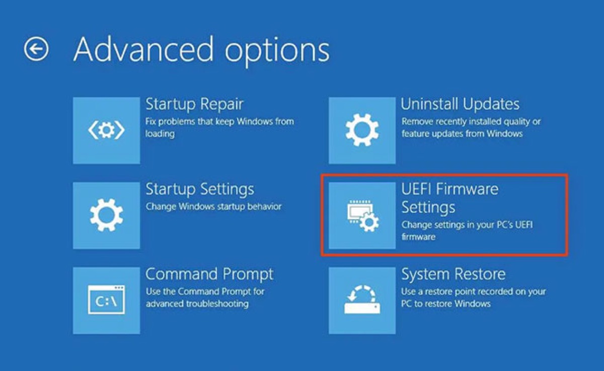 Change UEFI Firmware Settings