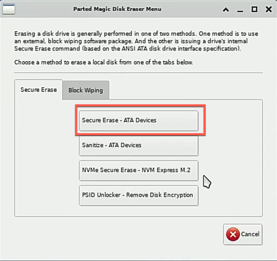 How to securely erase an SSD with paid Parted Magic