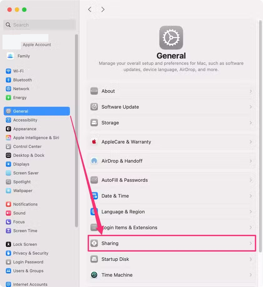 Mac Sharing tab