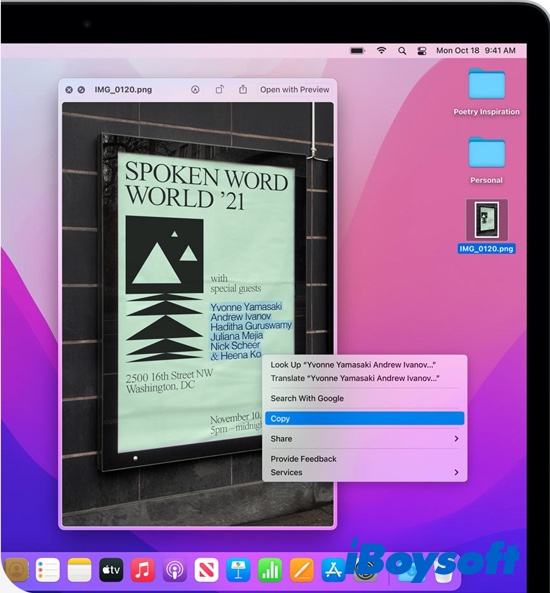 Live Text in macOS Monterey