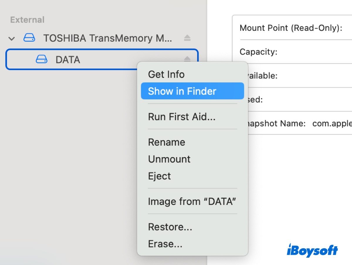 How to find hard drive on Mac from Disk Utility