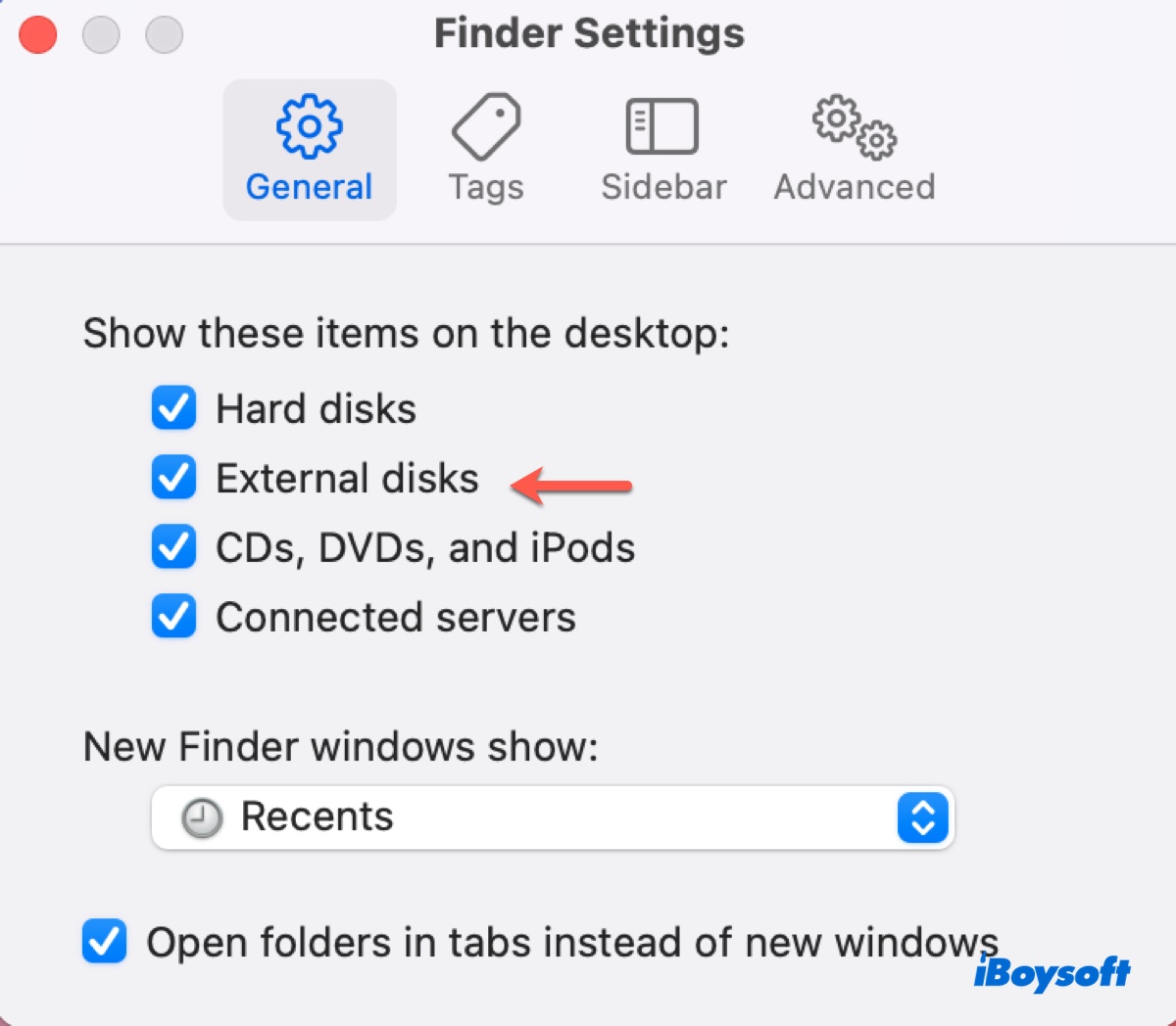 How to show external hard drive on Mac desktop