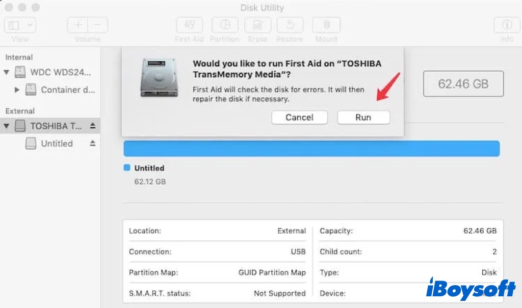 run first aid to check drive on mac