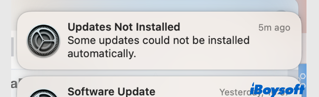 some updates could not be installed automatically