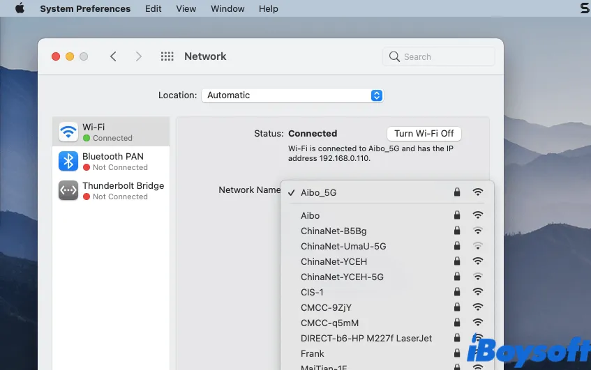 check network connection on Mac