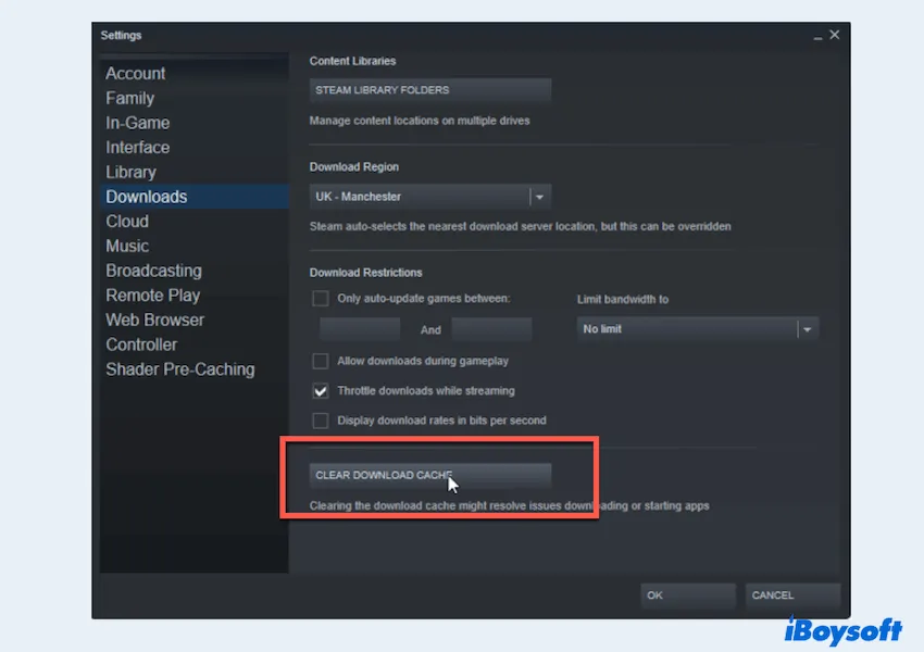 Clear Steam download cache