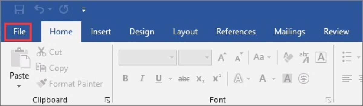 Click File button in Word