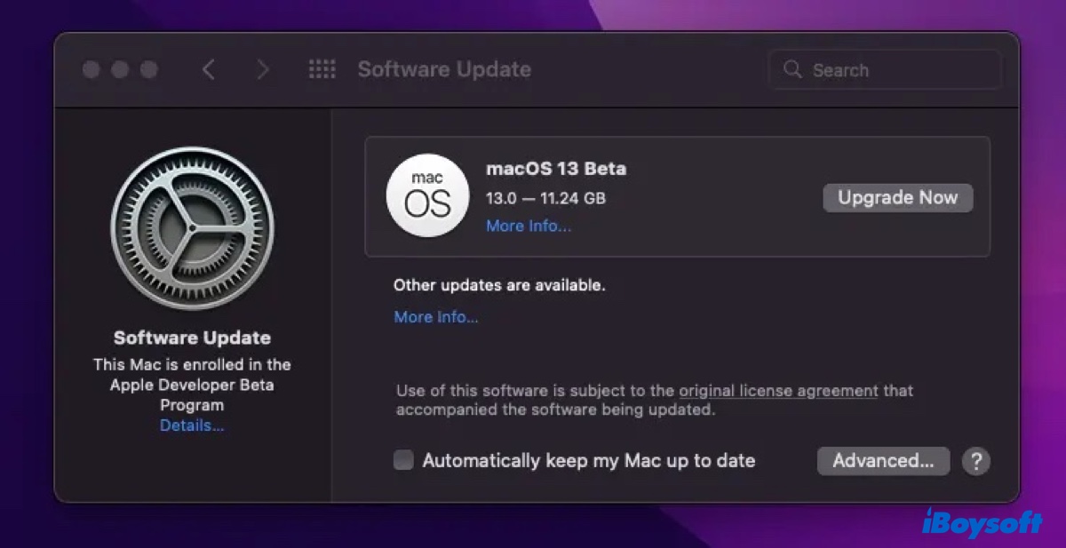 Update macOS from Software Update