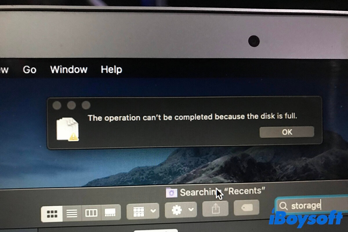 how to fix the operation cant be completed because the disk is full