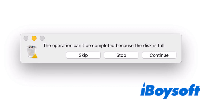 The operation cant be completed because the disk is full