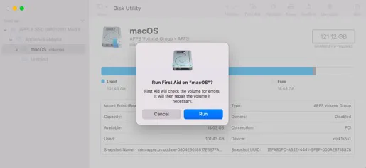 Die Version von macOS auf der ausgewählten Festplatte muss neu installiert werden. Wie behebe ich das?