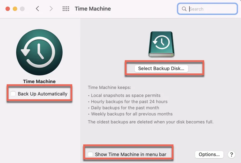 set up Time Machine on Mac