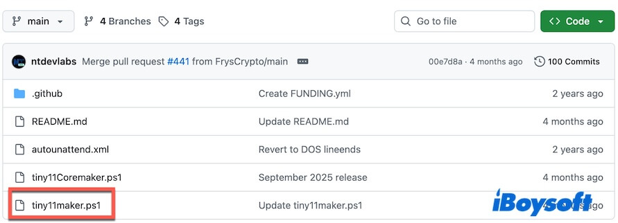 download Tiny11maker script