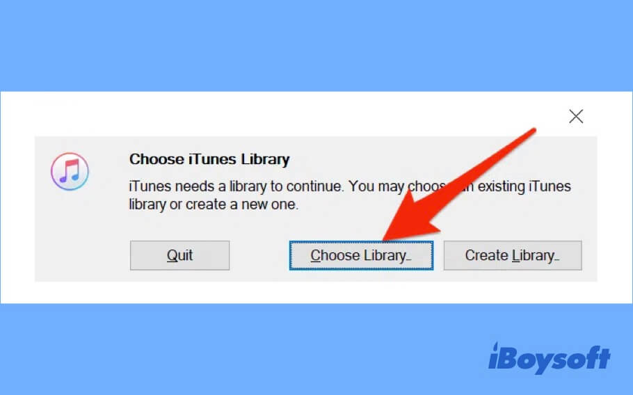 Choose iTunes library on a new computer
