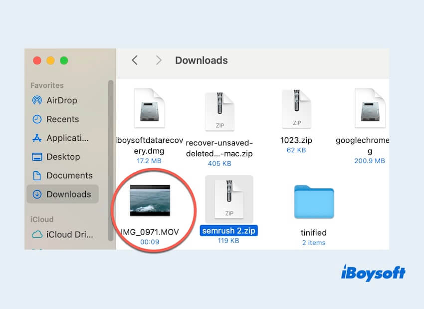 find videos in mac download folder after Airdrop