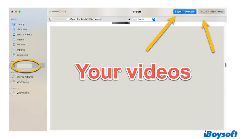 transférer des vidéos de l'iPhone vers le Mac via Photos