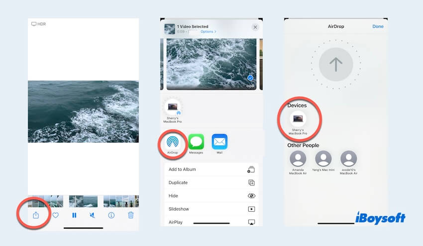 transferir videos de iPhone a Mac a través de Airdrop