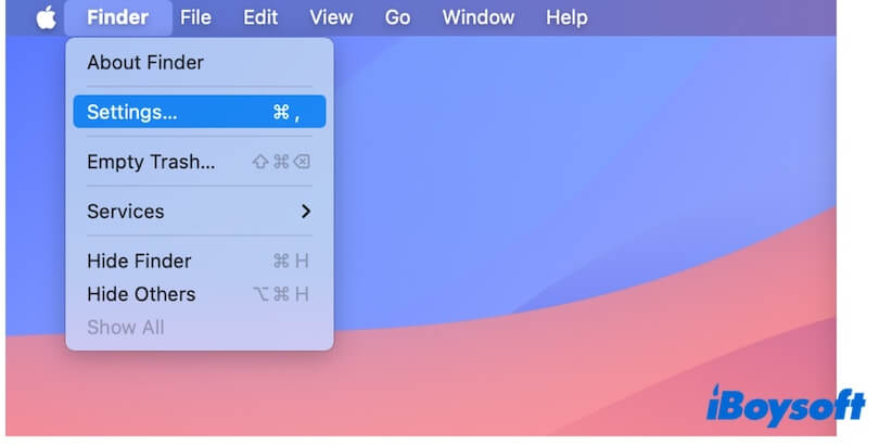 abrir configuración de Finder