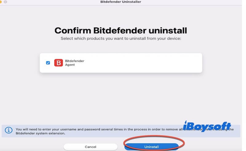 bitdefenderを選択しアンインストールをクリック