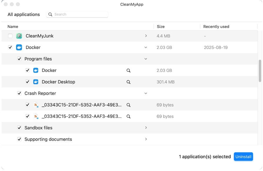 sélectionnez Docker dans la liste